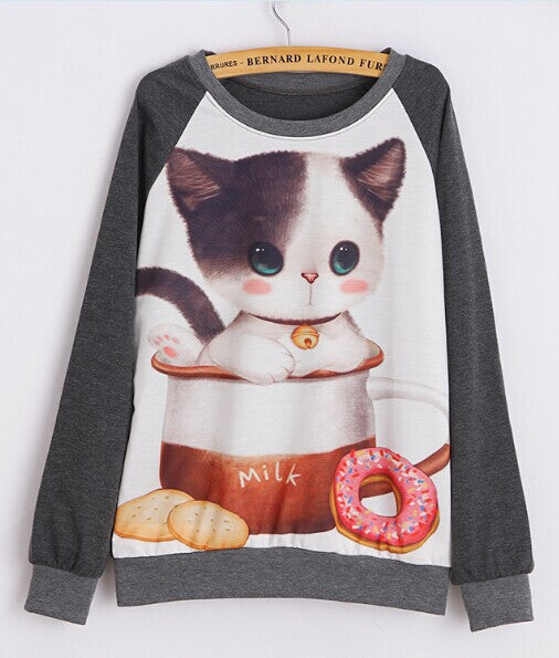 CAT KISS FISH SWEATSHIRT