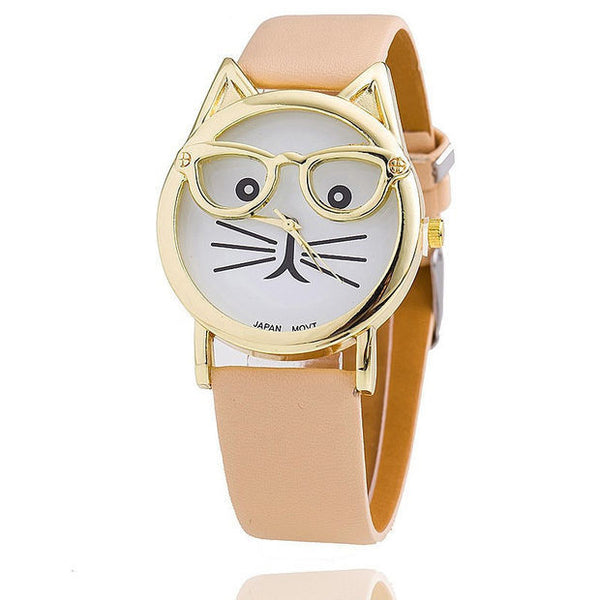 NERDY CAT LEATHER WATCH